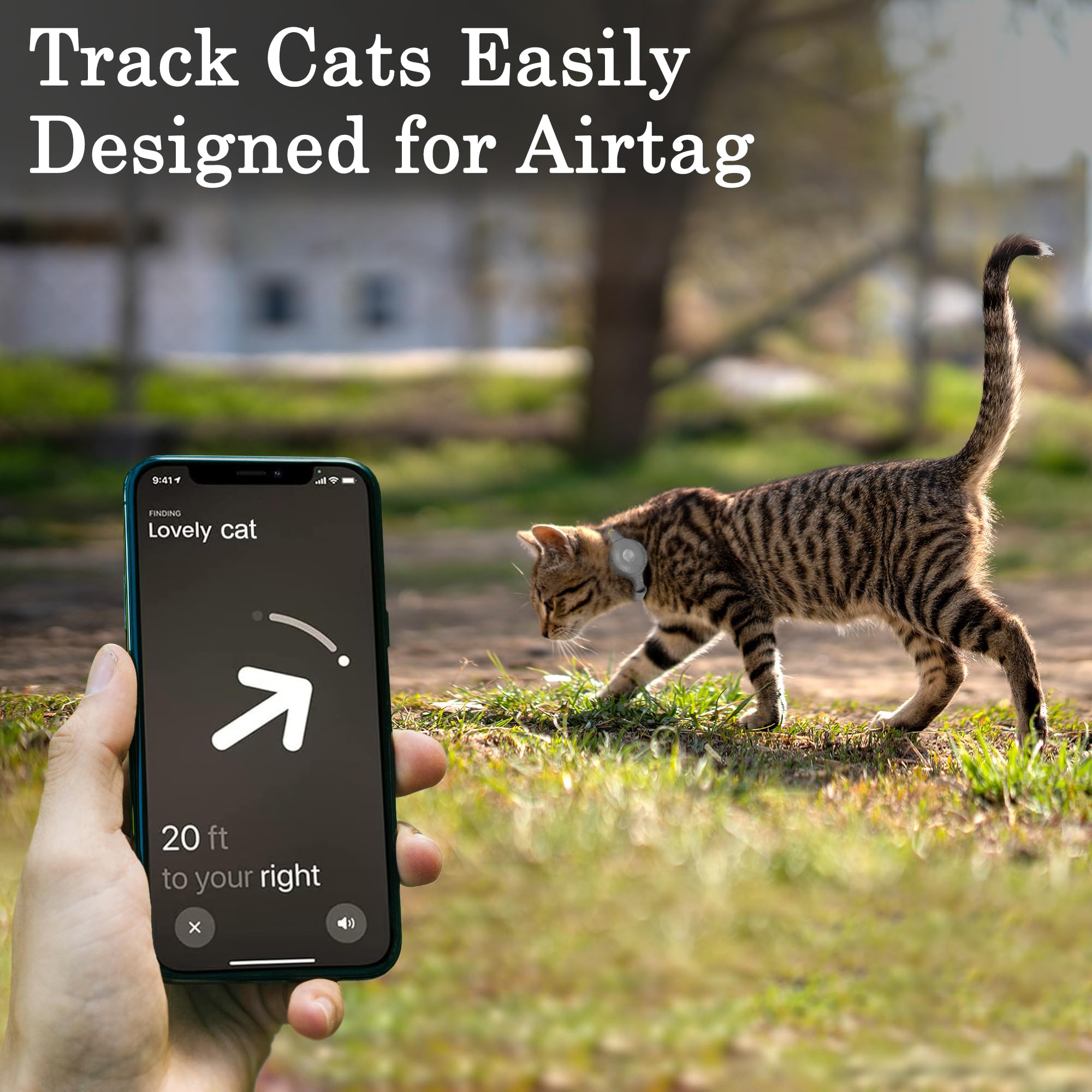 Oopsdoggy Leather Airtag Cat Collar With Bell - Non Breakaway Kitten Collar With Apple Air Tag Holder - Lightweight Gps Pet Coll